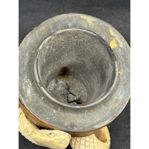 Old Hand Carved Wooden Skull Mini Humidor w Snake Japanese- App 4.5” Tall Read* - Picture 8 of 14